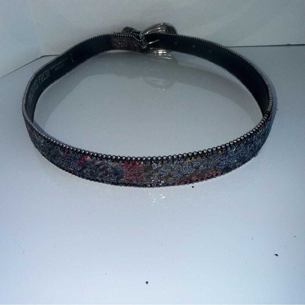 VINTAGE ABSOLUTELY FRESH Y2K indie sleeze metallic Black Leather Studded Belt M - Picture 4 of 5